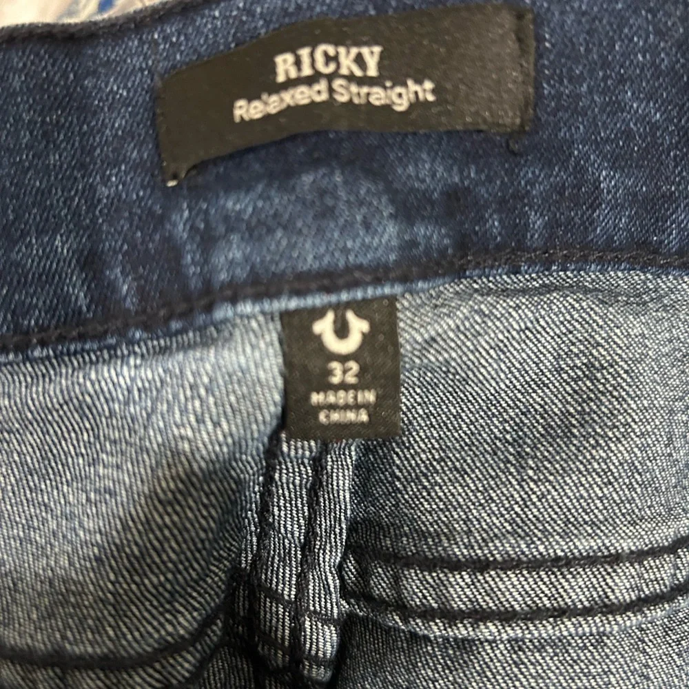 True Religion Dark Blue Ricky Relaxed Straight Jeans W32 L33